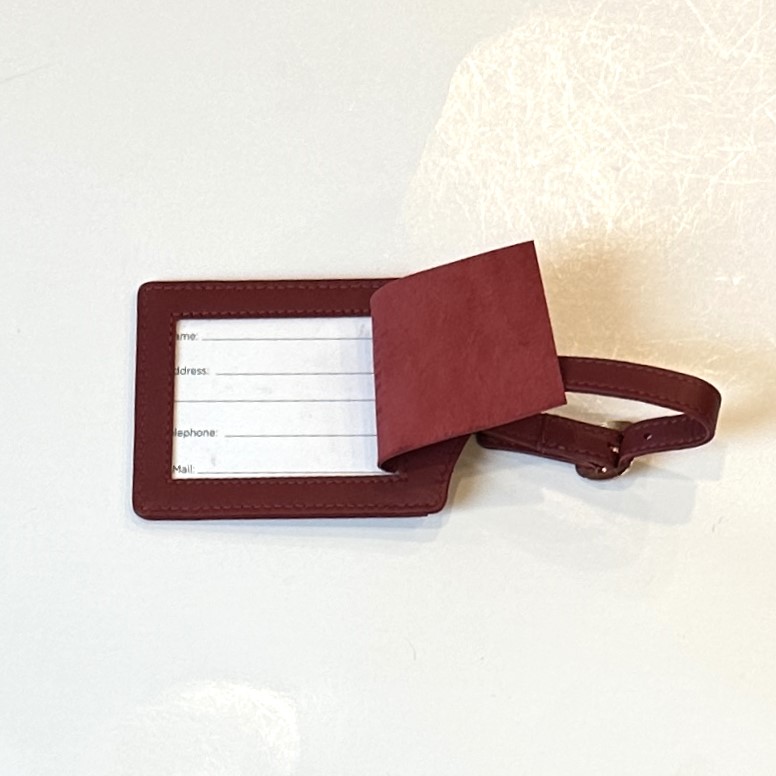 Leather Luggage Tag - Cranberry (Backside)