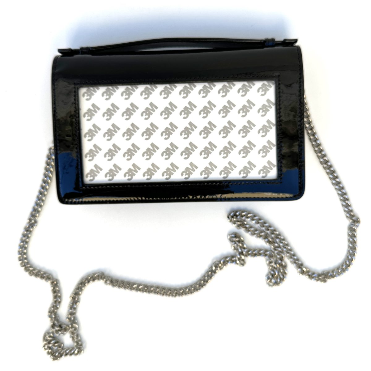 Everyday Leather Clutch Black Patent (showing chain)
