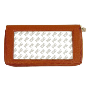 All-In Leather Wallet in Cognac with Pink