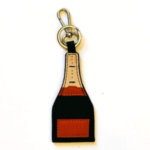 Champagne Bottle Leather Key Fob - for Tiny Rounds