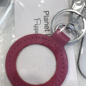 Tiny Round Leather Key Fob - Light Pink