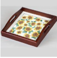 Small Square Wood Tray 10" x 10" - Mahogany