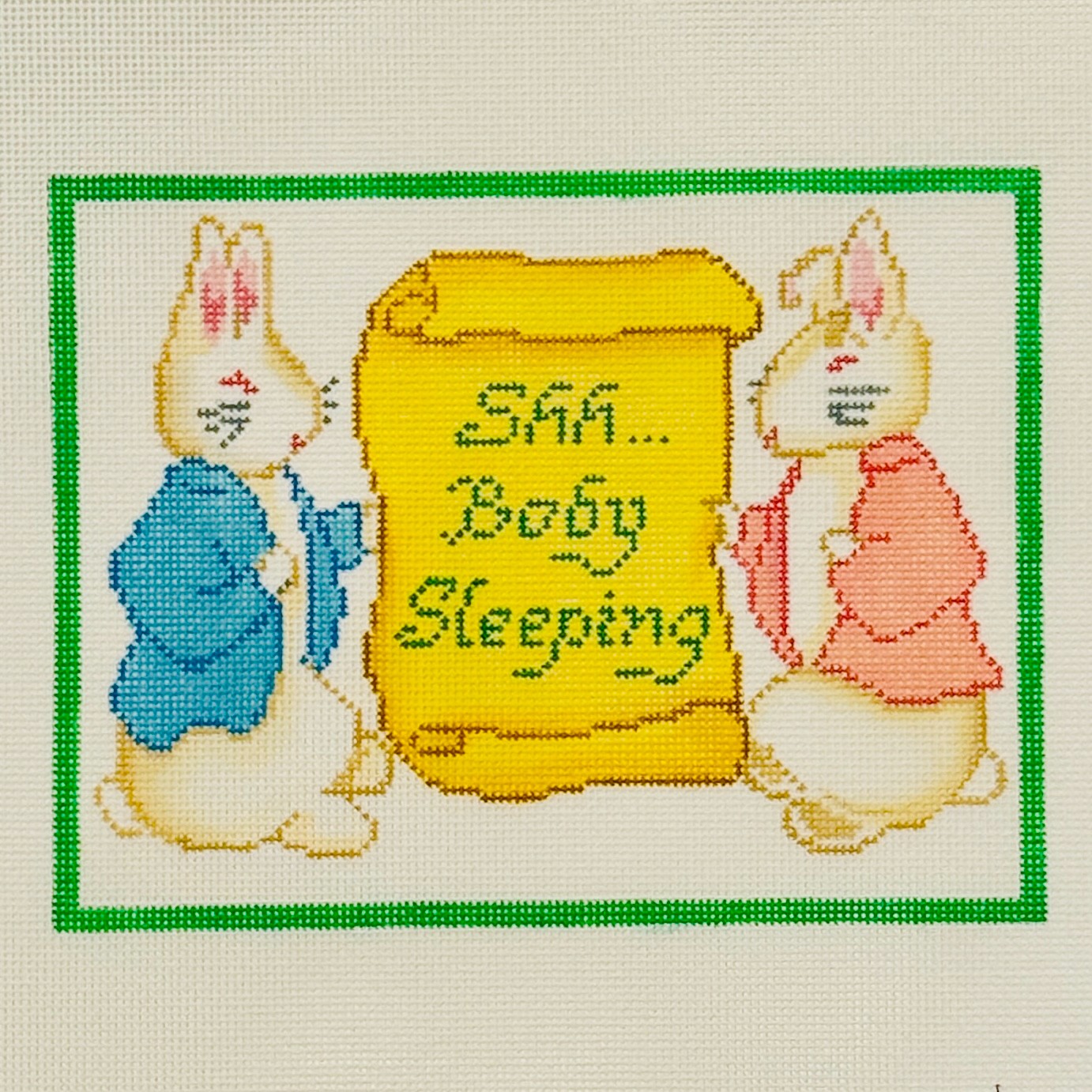 “Shh...Baby Sleeping” – Two Bunnies – pastels
