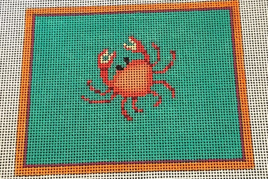 Crab on Teal with Orange Border